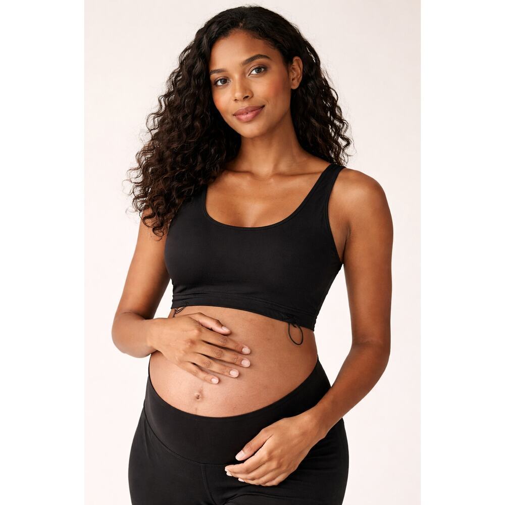 New with Tags Crissova Black Padded Maternity Nursing Crop Top Size Medium